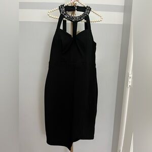 Bisou Bisou Black Halter Midi Dress